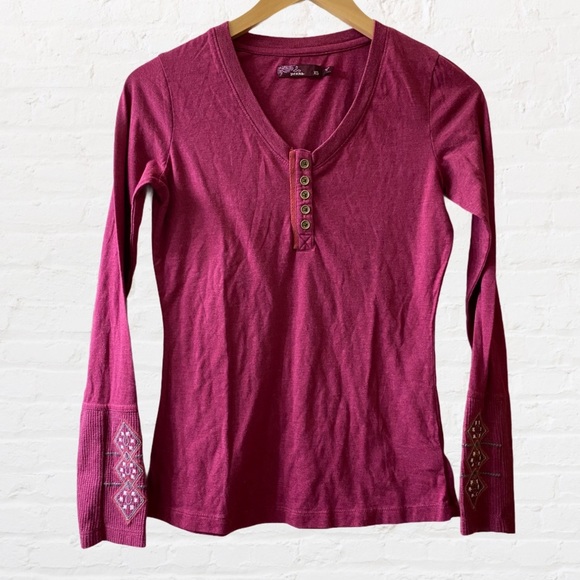 Prana Tops - Prana Henley Long Sleeved Boho Tee Shirt sz XS